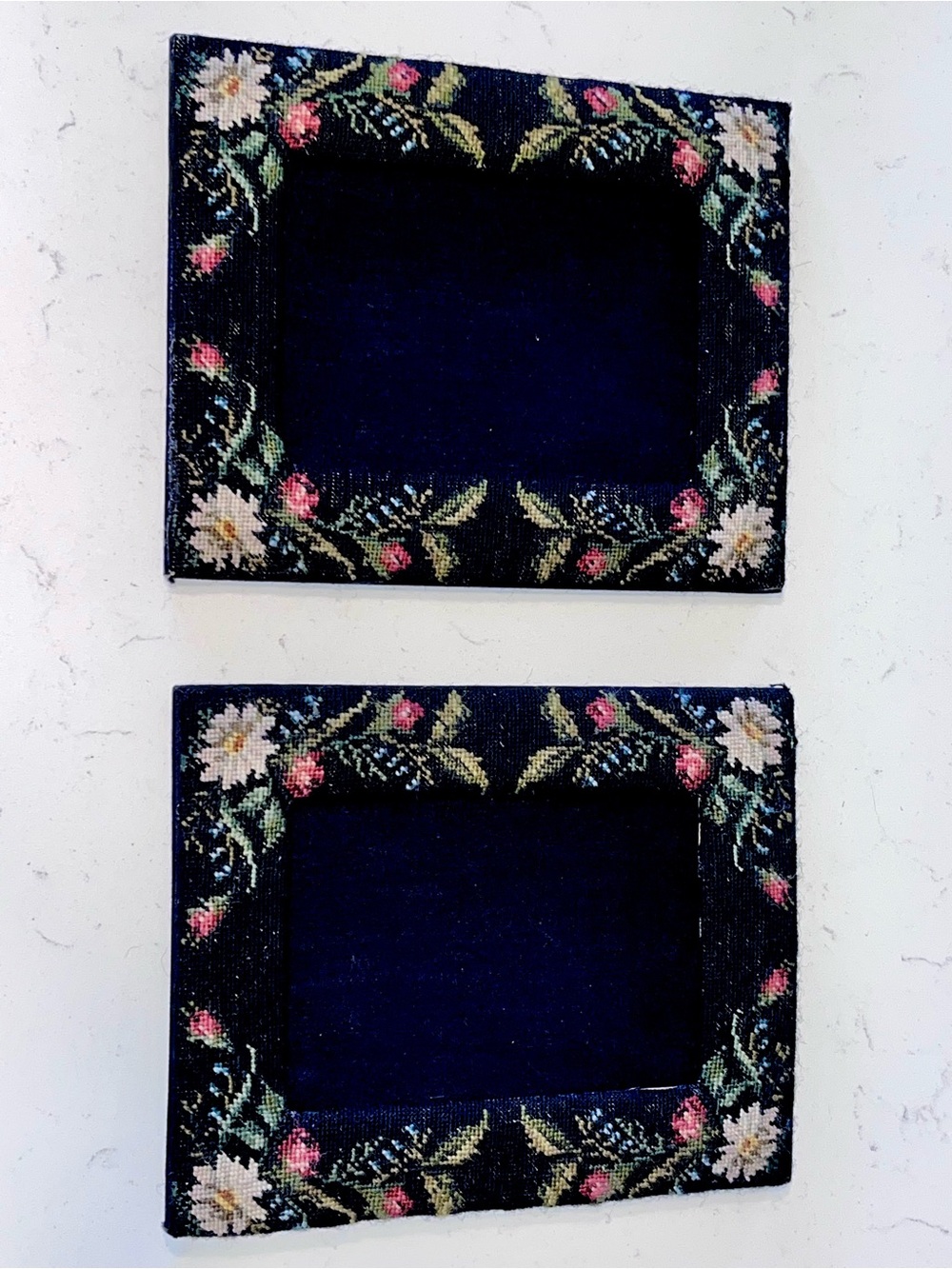 vintage needlepoint floral design black 4x6 frames set of 2